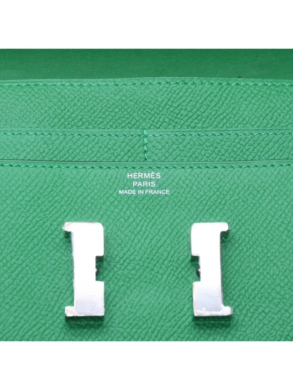 Hermes Bifold Wallet Silver Veau Epsom Green